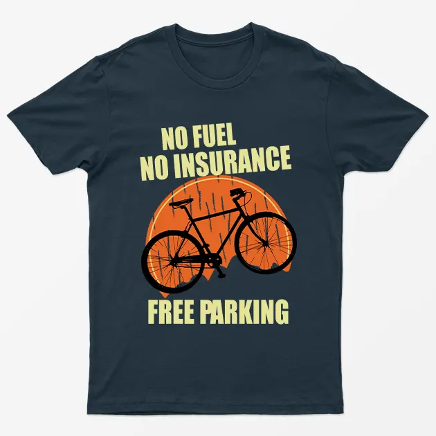 Navy Blue No Fuel No Insurance Bicycle T-Shirt