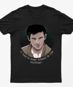 Black Norman Bates Halloween Graphic T-Shirt