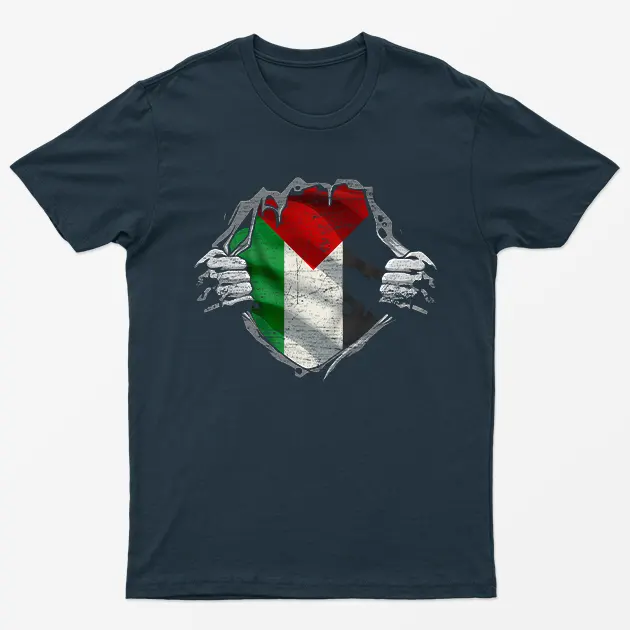 Navy Blue Palestine Chest T-Shirt