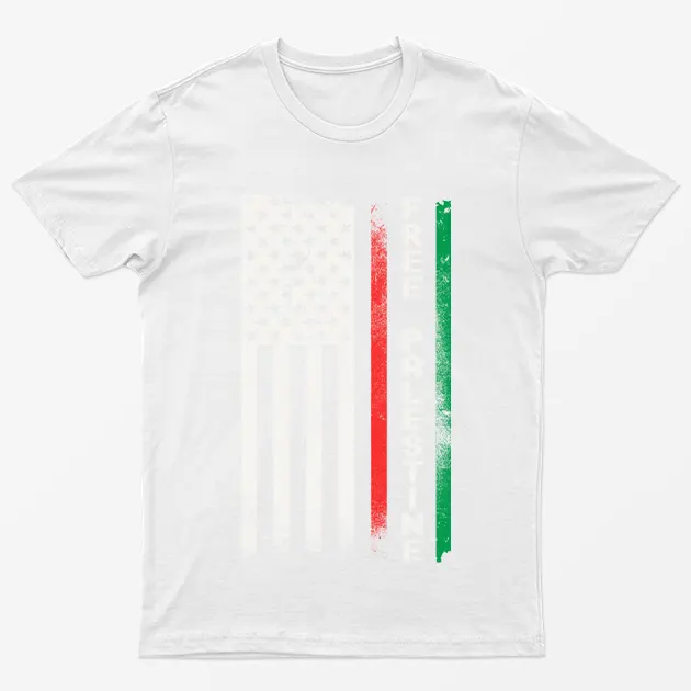 White Palestine Flag Free Gaza T-Shirt