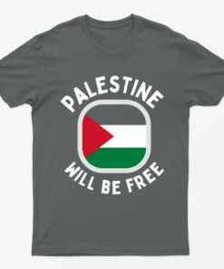Charcoal Palestine Gaza Will Be Free Graphic T-Shirt