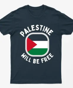 Navy Blue Palestine Gaza Will Be Free Graphic T-Shirt