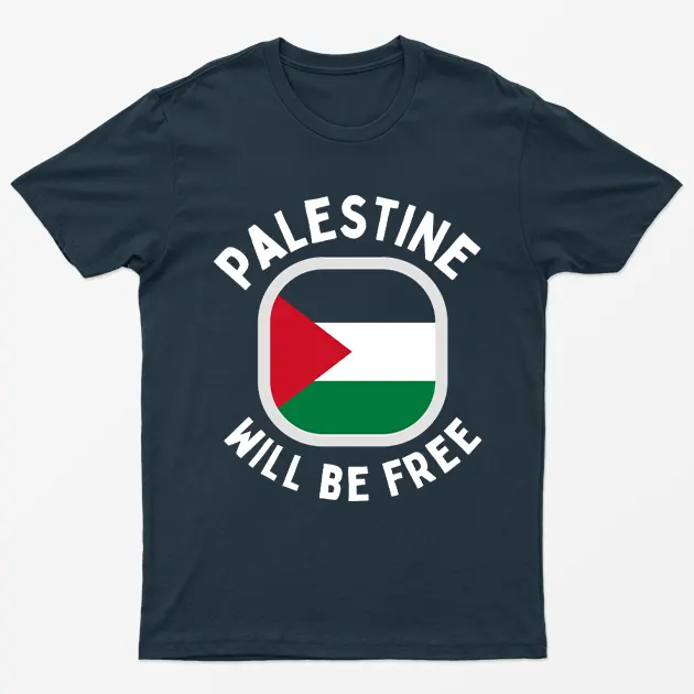 Navy Blue Palestine Gaza Will Be Free Graphic T-Shirt
