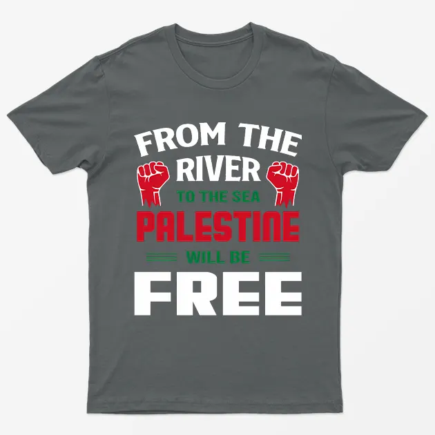 Charcoal Palestine Will Be Free Graphic T-Shirt