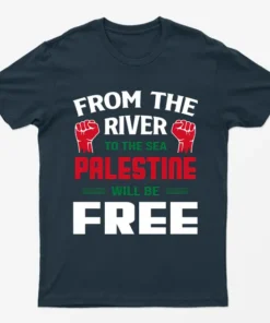 Navy Blue Palestine Will Be Free Graphic T-Shirt