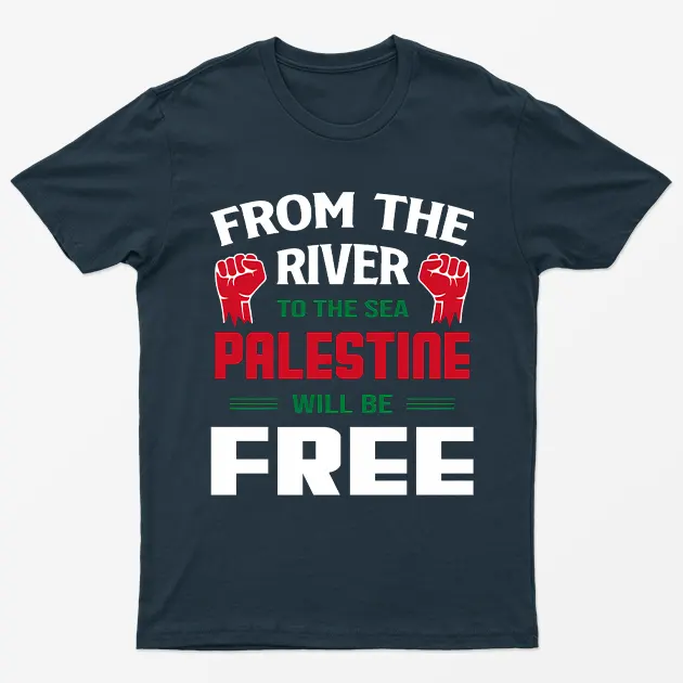 Navy Blue Palestine Will Be Free Graphic T-Shirt
