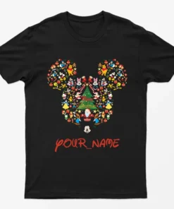 Black Personaliosed Mickey Christmas T-Shirt