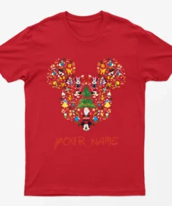 Red Personaliosed Mickey Christmas T-Shirt