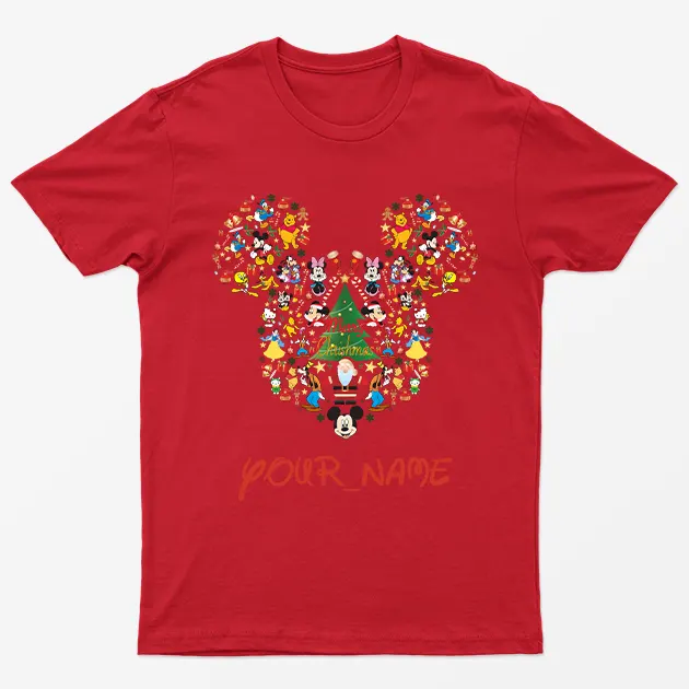Red Personaliosed Mickey Christmas T-Shirt