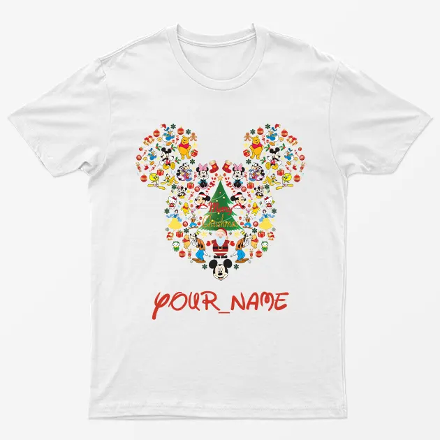 White Personaliosed Mickey Christmas T-Shirt