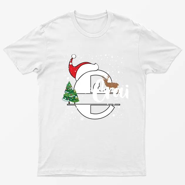 White Personalised Christmas Graphic T-Shirt