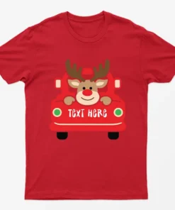 Red Personalised Reindeer Christmas T-Shirt