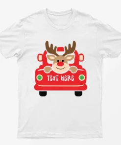 White Personalised Reindeer Christmas T-Shirt