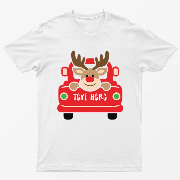 White Personalised Reindeer Christmas T-Shirt