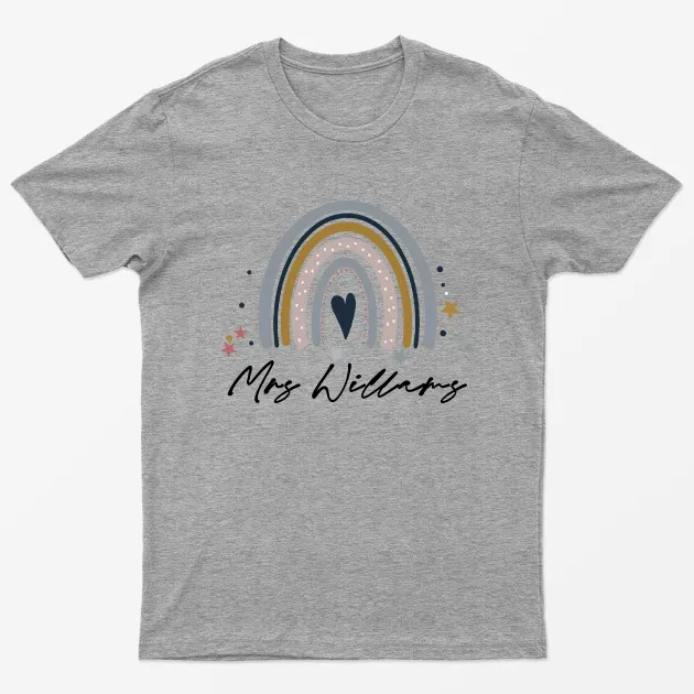 Sport Grey Personalised Teachers Day Rainbow Graphic T-Shirt