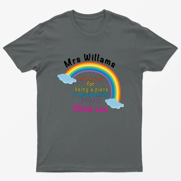 Charcoal Personalised Teachers Day Rainbow Journey T-Shirt