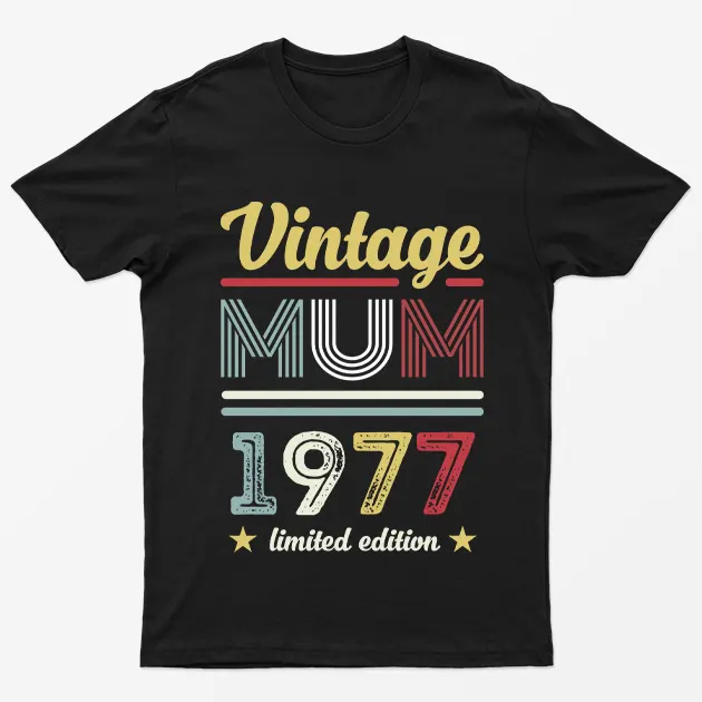 Black Personalised Vintage Mom United Edition T-Shirt