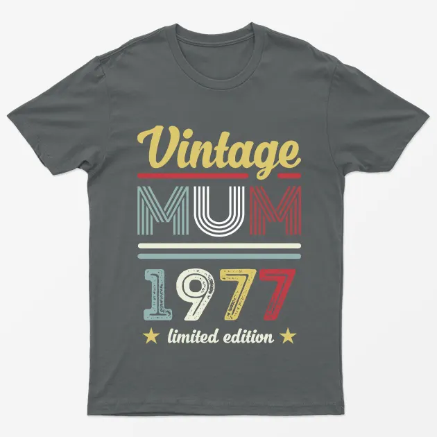 Charcoal Personalised Vintage Mom United Edition T-Shirt