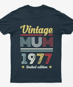 Navy Blue Personalised Vintage Mom United Edition T-Shirt