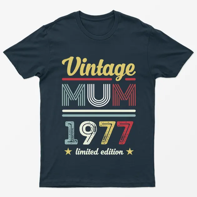 Navy Blue Personalised Vintage Mom United Edition T-Shirt