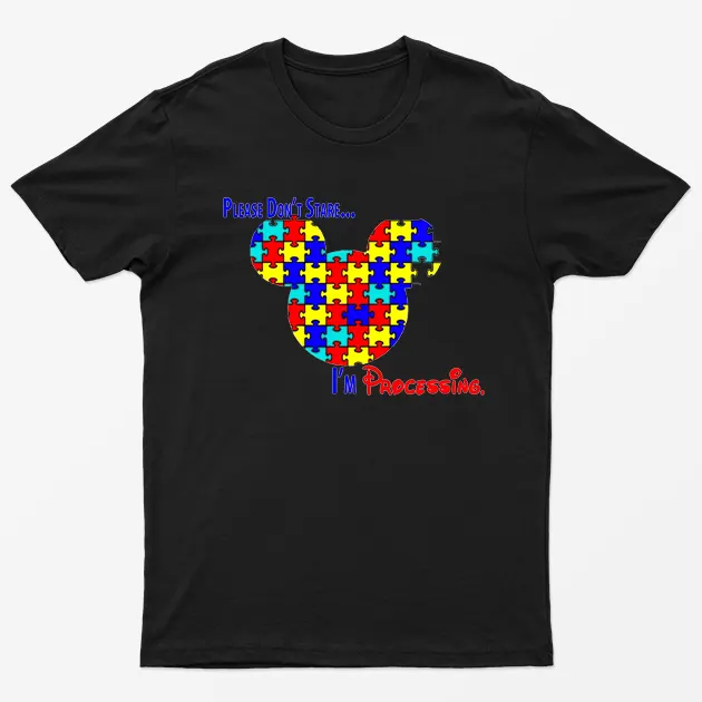 Black Please Dont Stare Autism Awareness T-Shirt