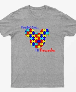 Sport Grey Please Dont Stare Autism Awareness T-Shirt