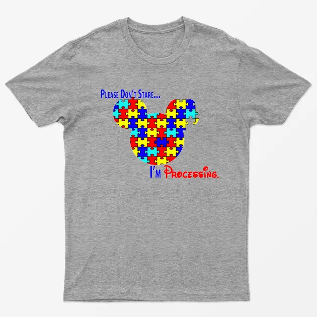 Sport Grey Please Dont Stare Autism Awareness T-Shirt