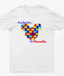 White Please Dont Stare Autism Awareness T-Shirt