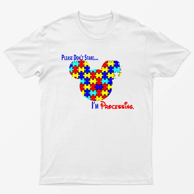 White Please Dont Stare Autism Awareness T-Shirt
