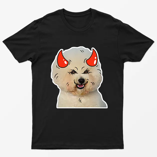 Black Poodle Horns Halloween T-Shirt
