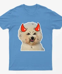 Carolina blue Poodle Horns Halloween T-Shirt