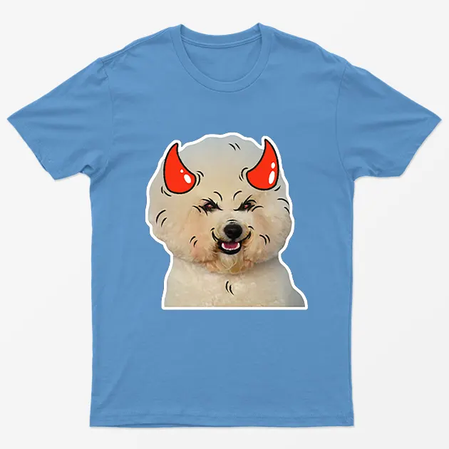Carolina blue Poodle Horns Halloween T-Shirt