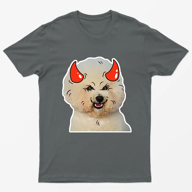Charcoal Poodle Horns Halloween T-Shirt