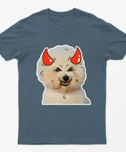 Indigo Blue Poodle Horns Halloween T-Shirt
