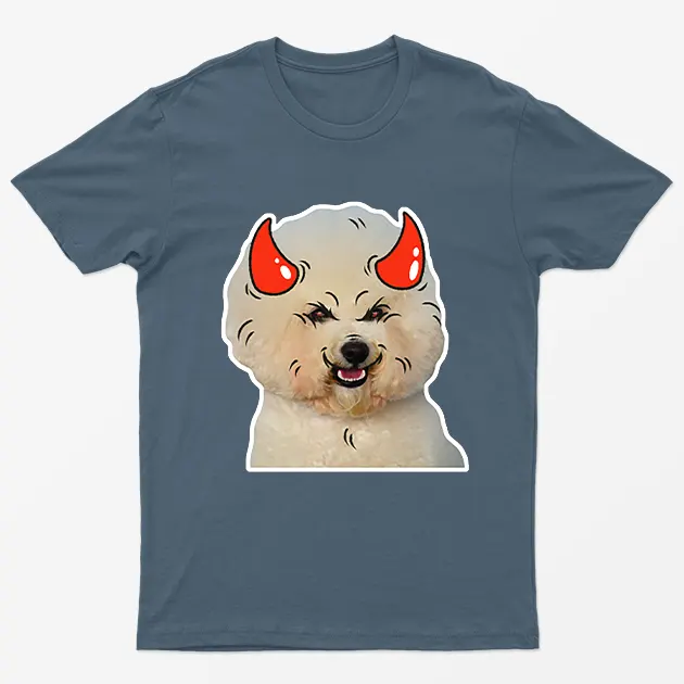 Indigo Blue Poodle Horns Halloween T-Shirt