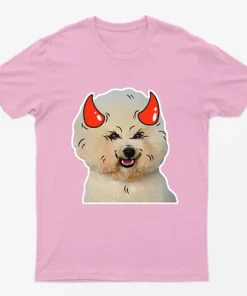 Light Pink Poodle Horns Halloween T-Shirt
