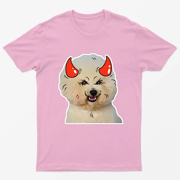 Light Pink Poodle Horns Halloween T-Shirt