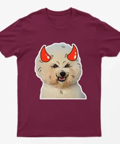Maroon Poodle Horns Halloween T-Shirt