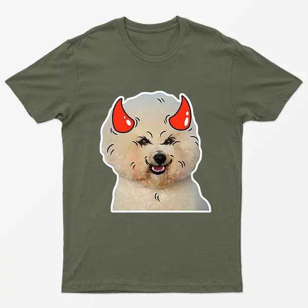 Military Green Poodle Horns Halloween T-Shirt