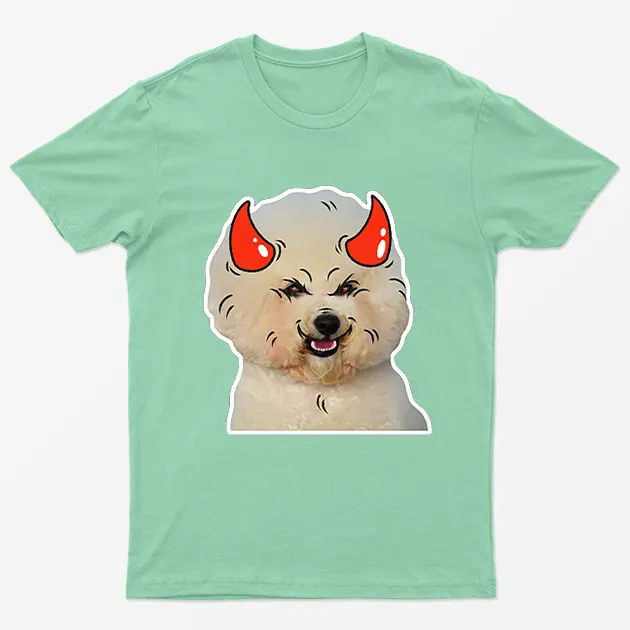 Mint Green Poodle Horns Halloween T-Shirt