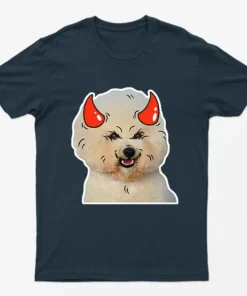 Navy Blue Poodle Horns Halloween T-Shirt