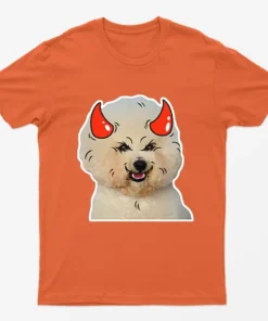 Orange Poodle Horns Halloween T-Shirt