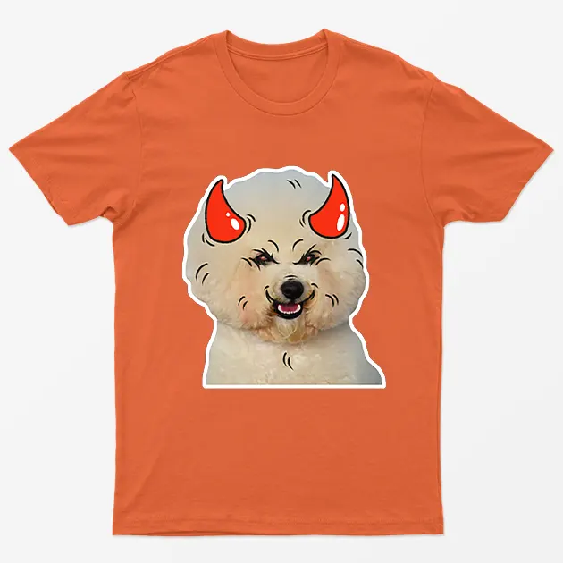 Orange Poodle Horns Halloween T-Shirt