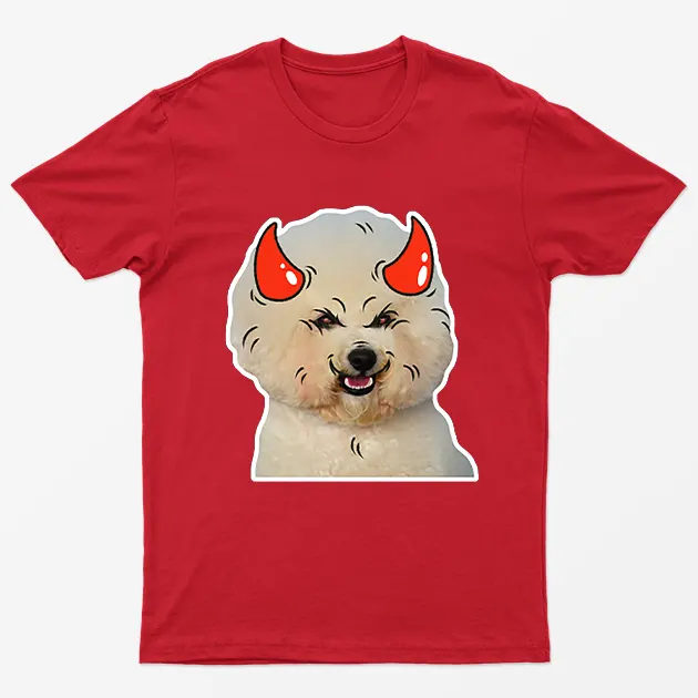 Red Poodle Horns Halloween T-Shirt