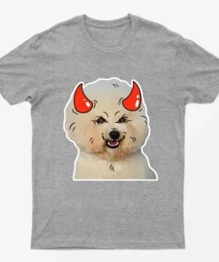 Sport Grey Poodle Horns Halloween T-Shirt