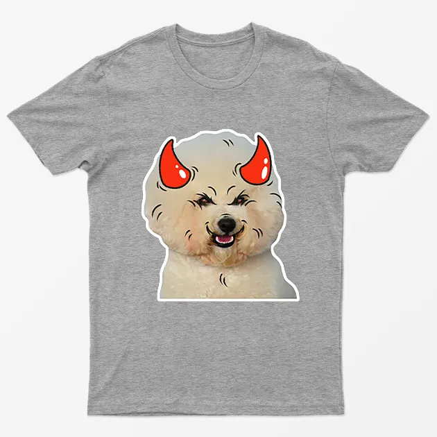 Sport Grey Poodle Horns Halloween T-Shirt