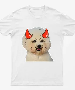 White Poodle Horns Halloween T-Shirt