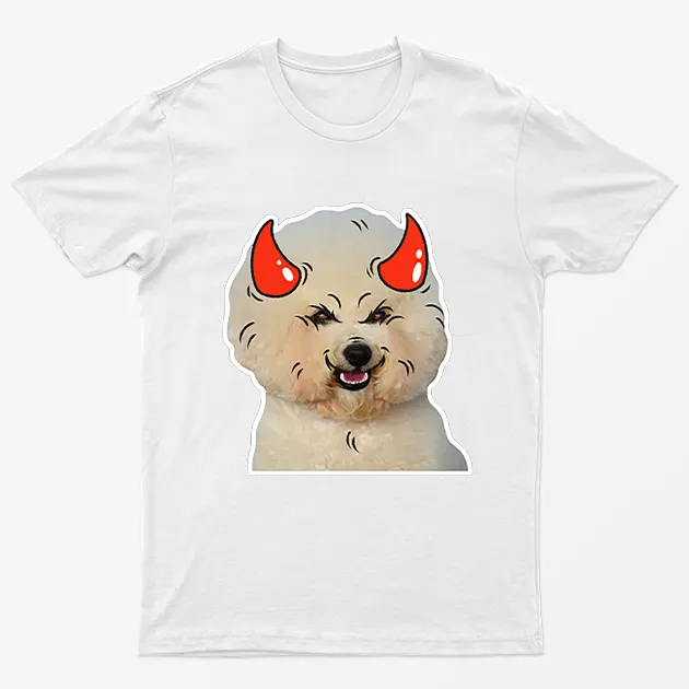 White Poodle Horns Halloween T-Shirt