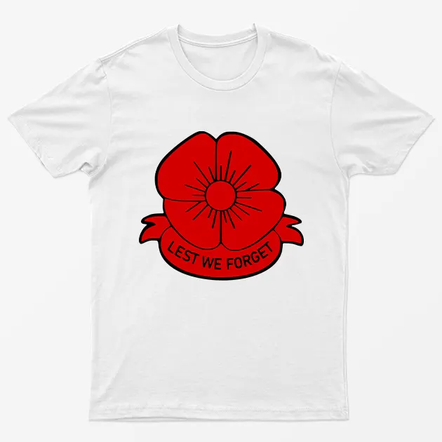 White Poppy Lest We Forget Memorial T-Shirt
