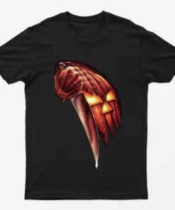 Black Pumpkin Knife Graphic T-Shirt